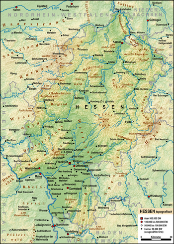 Topographische Karte von Hessen