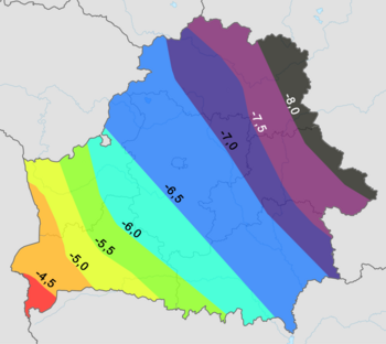 Durchschnittstemperaturen im Januar in Weißrussland