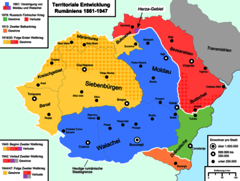 Entwicklung des rumänischen Territoriums zwischen 1861 und 1947