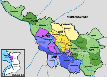 Bremen Karte mit Bezirken