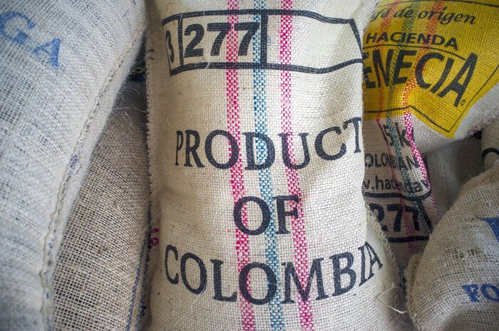 Sack mit Kaffeebohnen in Kolumbien