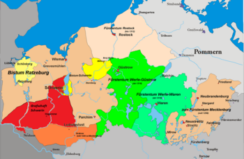 Karte Mecklenburg um 1300