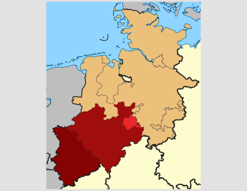Karte der Provinz Nordrheinland, Westfalen und Freistaat Lippe innerhalb der britischen Besatzungszone