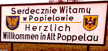 Willkommenstafel von Alt-Poppelau