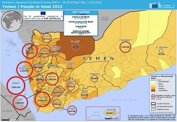 Karte große Not der Menschen im Jemen