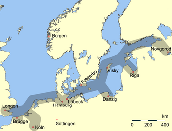 Karte Haupthandelsrouten der Hanse