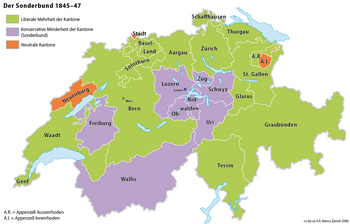 Karte Schweiz, Sonderbund