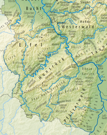 Karte, Landschaften Rheinland-Pfalz