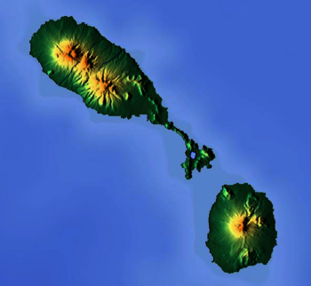 Topographische Karte St. Kitts und Nevis