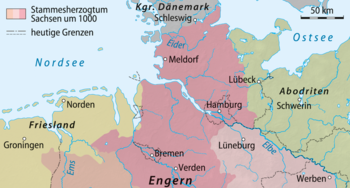 Karte Stammesherzogtum Sachsen 1000