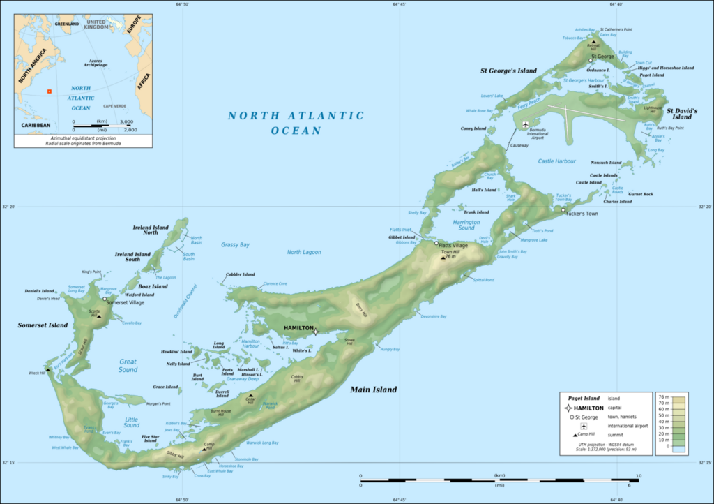 Topografische Karte von Bermuda