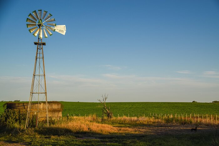 Windrad in Uruguays Pampa