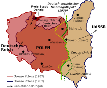 Geschichte von Belarus: Grenzverläufe Polens zwischen 1918 und 1945