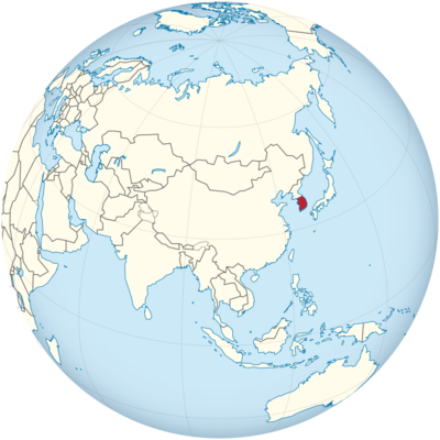 Republik Korea auf Globus