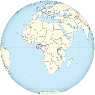São Tomé und Príncipe auf Globus