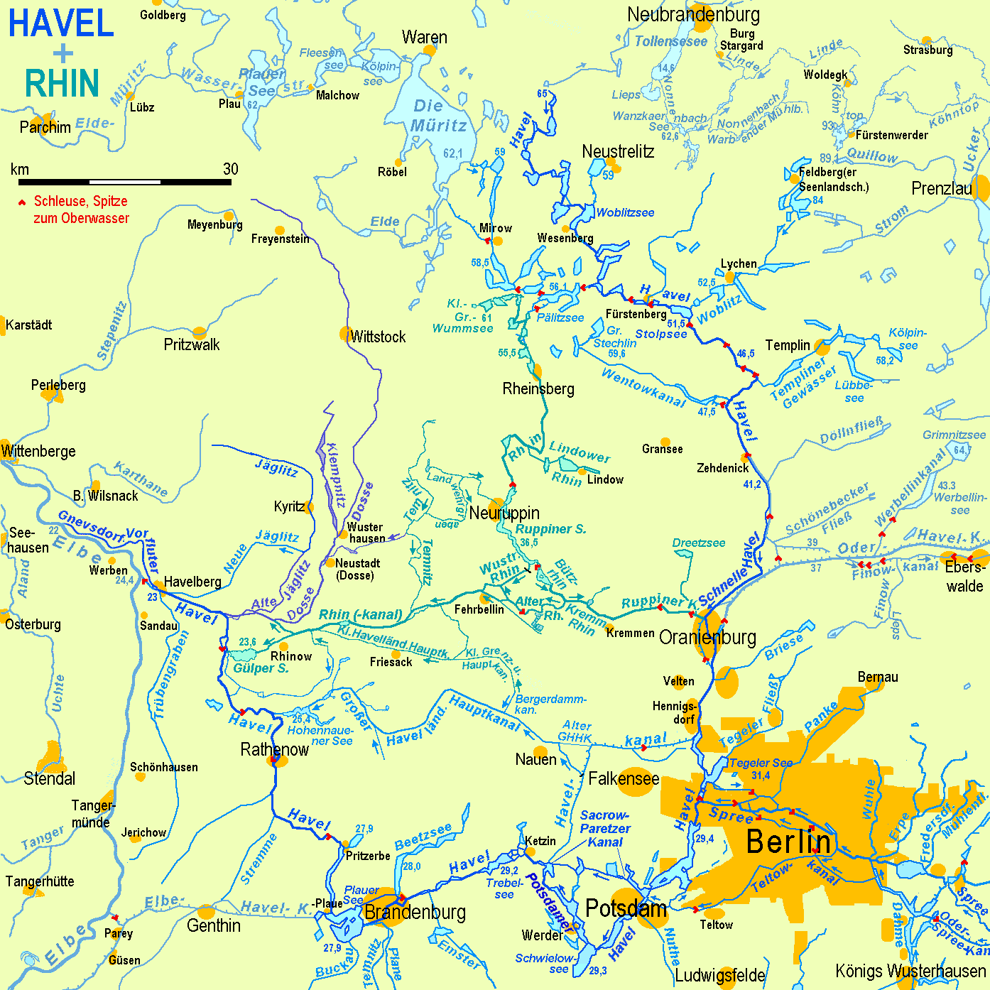 Verlauf der Havel in Berlin
